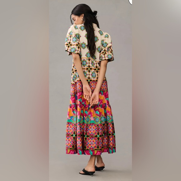 By Anthropologie Mixed Print Buttondown Maxi Dress - Picture 2 of 12